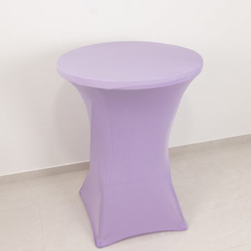 Lavender Lilac Highboy Spandex Cocktail Table Cover, Fitted Stretch Tablecloth for 24"-32" Dia High Top Tables