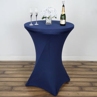 Elegant Navy Blue Cocktail Spandex Table Cover