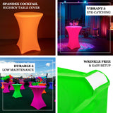 Glow Neon Green Fitted Spandex Cocktail Tablecloth – 30" Round, Wrinkle-Free Cover