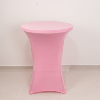 <h3 style="margin-left:0px;"><strong>Luxurious Pink Highboy Spandex Cocktail Table Cover</strong>