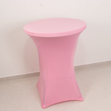 Pink Highboy Spandex Cocktail Table Cover, Fitted Stretch Tablecloth for 24"-32" Dia High Top Tables