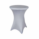 Silver Highboy Spandex Cocktail Table Cover, Fitted Tablecloth for 24"-32" Dia High Top Tables