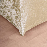 Beige Crushed Velvet Spandex Fitted Round Highboy Cocktail Table Cover