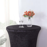 Black Crushed Velvet Spandex Fitted Round Highboy Cocktail Table Cover