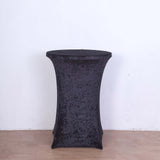 Black Crushed Velvet Spandex Fitted Round Highboy Cocktail Table Cover