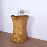 Gold Crushed Velvet Spandex Fitted Round Highboy Cocktail Table Cover