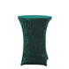 Hunter Emerald Green Crushed Velvet Spandex Fitted Round Highboy Cocktail Table Cover#whtbkgd