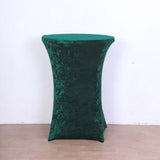 Hunter Emerald Green Crushed Velvet Spandex Fitted Round Highboy Cocktail Table Cover