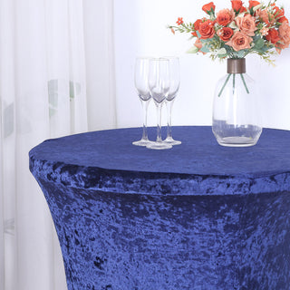 Versatile and Stylish: The Navy Blue Spandex Cocktail Table Cover