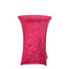 Red Crushed Velvet Spandex Fitted Round Highboy Cocktail Table Cover#whtbkgd