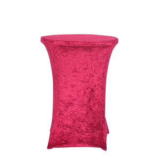 Create a Luxurious Atmosphere with the Red Soft Velvet Spandex Fitted Round Highboy Cocktail Table Cover
