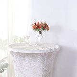 White Crushed Velvet Spandex Fitted Round Highboy Cocktail Table Cover