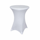 White Highboy Spandex Cocktail Table Cover, Fitted Stretch Tablecloth for 24"-32" Dia High Top Table