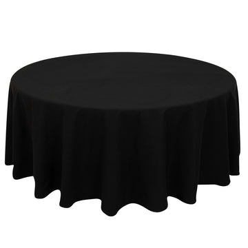 Cotton Blend 108" Round Tablecloth Black - Wrinkle-Resistant Design