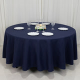 108" Navy Blue Cotton Blend Round Tablecloth