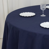 108" Navy Blue Cotton Blend Round Tablecloth