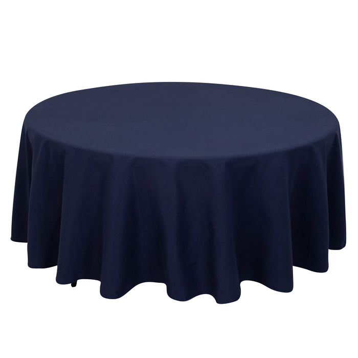 108" Navy Blue Cotton Blend Round Tablecloth