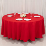 108" Red Cotton Blend Round Tablecloth