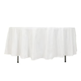 108" White Cotton Blend Round Tablecloth