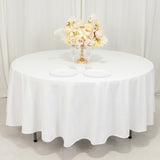 108" White Cotton Blend Round Tablecloth