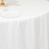 108" White Cotton Blend Round Tablecloth