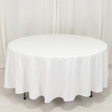 108" White Cotton Blend Round Tablecloth