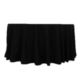 120inch Black Cotton Blend Round Tablecloth Seamless for 5 Foot Table