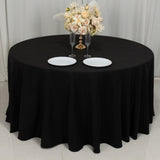 120inch Black Cotton Blend Round Tablecloth Seamless for 5 Foot Table