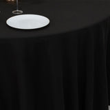 120inch Black Cotton Blend Round Tablecloth Seamless for 5 Foot Table