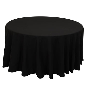 Cotton Blend 120" Round Tablecloth Black - Seamless Wrinkle-Resistant Table Cover