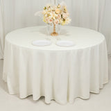 120inch Ivory Cotton Blend Round Tablecloth Seamless for 5 Foot Table