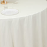 120inch Ivory Cotton Blend Round Tablecloth Seamless for 5 Foot Table