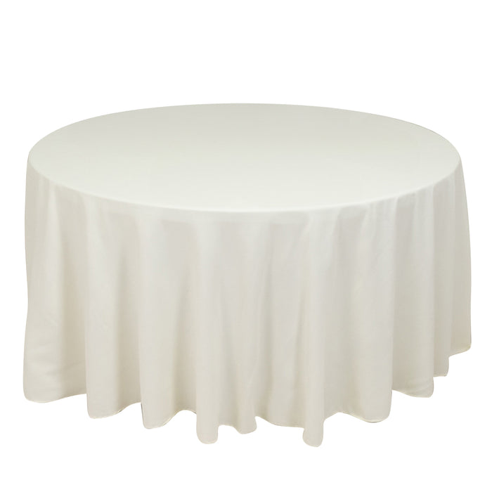 120inch Ivory Cotton Blend Round Tablecloth Seamless for 5 Foot Table