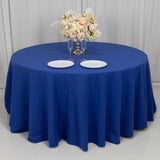 120inch Royal Blue Cotton Blend Round Tablecloth Seamless for 5 Foot Table