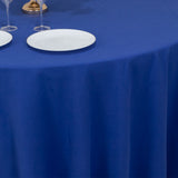 120inch Royal Blue Cotton Blend Round Tablecloth Seamless for 5 Foot Table