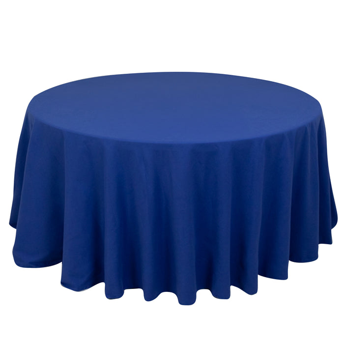 120inch Royal Blue Cotton Blend Round Tablecloth Seamless for 5 Foot Table