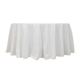 120inch White Cotton Blend Round Tablecloth Seamless for 5 Foot Table