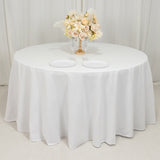 120inch White Cotton Blend Round Tablecloth Seamless for 5 Foot Table