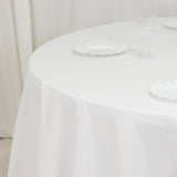 120inch White Cotton Blend Round Tablecloth Seamless for 5 Foot Table