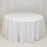 120inch White Cotton Blend Round Tablecloth Seamless for 5 Foot Table