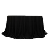 132inch Black Cotton Blend Round Tablecloth Seamless for 6 Foot Table