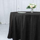 132inch Black Cotton Blend Round Tablecloth Seamless for 6 Foot Table