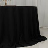 132inch Black Cotton Blend Round Tablecloth Seamless for 6 Foot Table