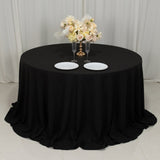 132inch Black Cotton Blend Round Tablecloth Seamless for 6 Foot Table