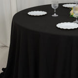 132inch Black Cotton Blend Round Tablecloth Seamless for 6 Foot Table