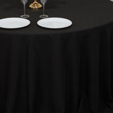 132inch Black Cotton Blend Round Tablecloth Seamless for 6 Foot Table