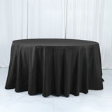 132inch Black Cotton Blend Round Tablecloth Seamless for 6 Foot Table