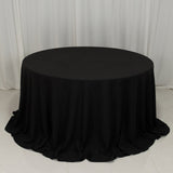 132inch Black Cotton Blend Round Tablecloth Seamless for 6 Foot Table