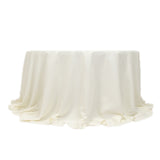 132inch Ivory Cotton Blend Round Tablecloth Seamless for 6 Foot Table