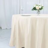 132inch Ivory Cotton Blend Round Tablecloth Seamless for 6 Foot Table